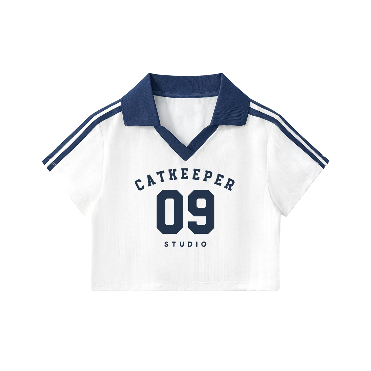 Contrast Collar Striped Cropped Jersey