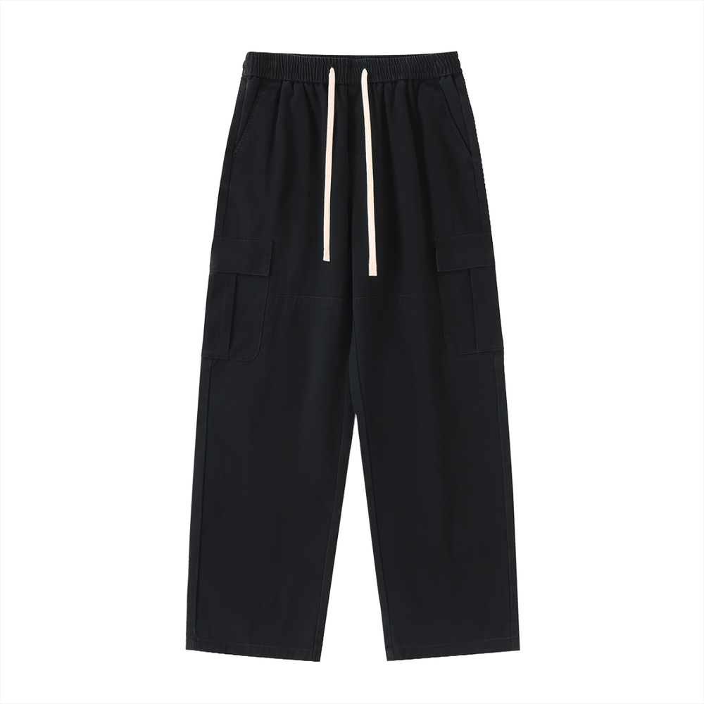Drawstring Waist Straight-Leg Cargo Pants
